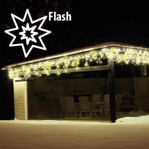 „Varveklis Icicle Light“ su 108 LED lempučių, 3m x 50cm dydžio ir baltu laidu, šaltai balta mirksi šaltai balta
