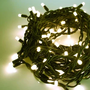 LED lauko girliandos String-Light 10m be mirksėjimo,100LED, su juodu laidu, spalva: Šilta balta