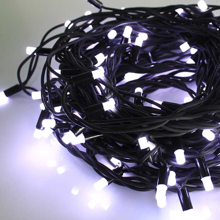 LED lauko girliandos String-Light 24v, 10m, juodu laidu, spalva: Šalta balta