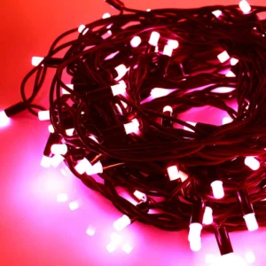 LED lauko girliandos String-Light 10m, 60LED be mirksėjimo, su juodu, spalva: raudona