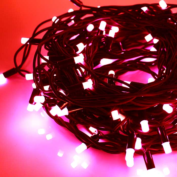 LED lauko girliandos String-Light 10m, 60LED be mirksėjimo, su juodu, spalva: raudona