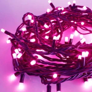 LED lauko girliandos String-Light 13,8m, 92LED be mirksėjimo, su juodu, spalva: Rožinė