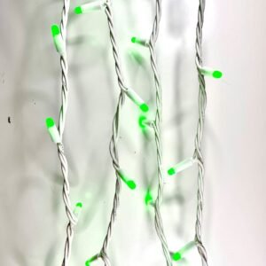 LED lauko girliandos String-Light 100LED, 10m be mirksėjimo, su baltu laidu, spalva: Žalia