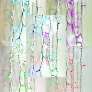 RGB LED lauko girlianda String-Light 100LED, 10m, galima keisti spalvą ir mirksėjimą